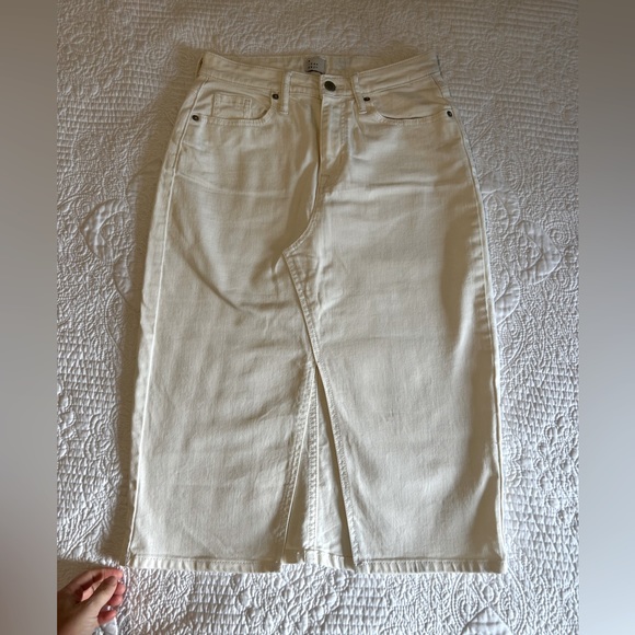 A New Day | Denim Midi Skirt | High Waisted | Jean Material | Mid-Length - Picture 2 of 4